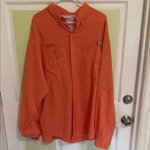 (1804) Columbia Men's PFG Bahama Vibrant Orange Shirt, Size: XL